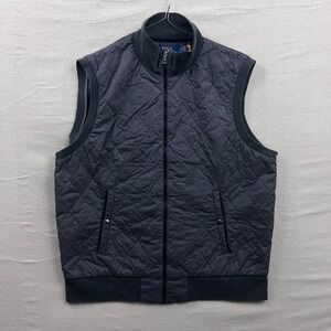 Polo Ralph Lauren Quilted Vest Mens XL Grey Hybrid Full Zip Mock Neck Puffer